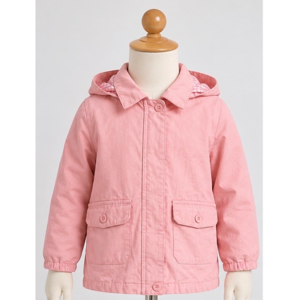 Baby Gap Pink Hooded Gingham Lined Jacket Girls 12-18 Months RN 54023